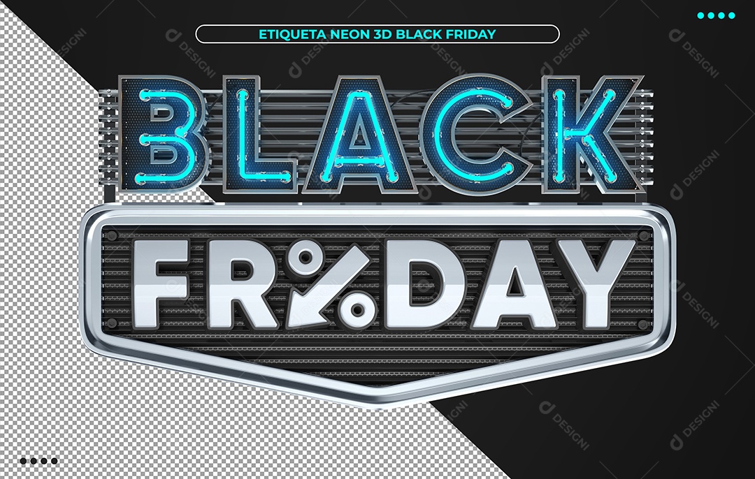Black Friday 3D Blue with Neon Light Composition PSD