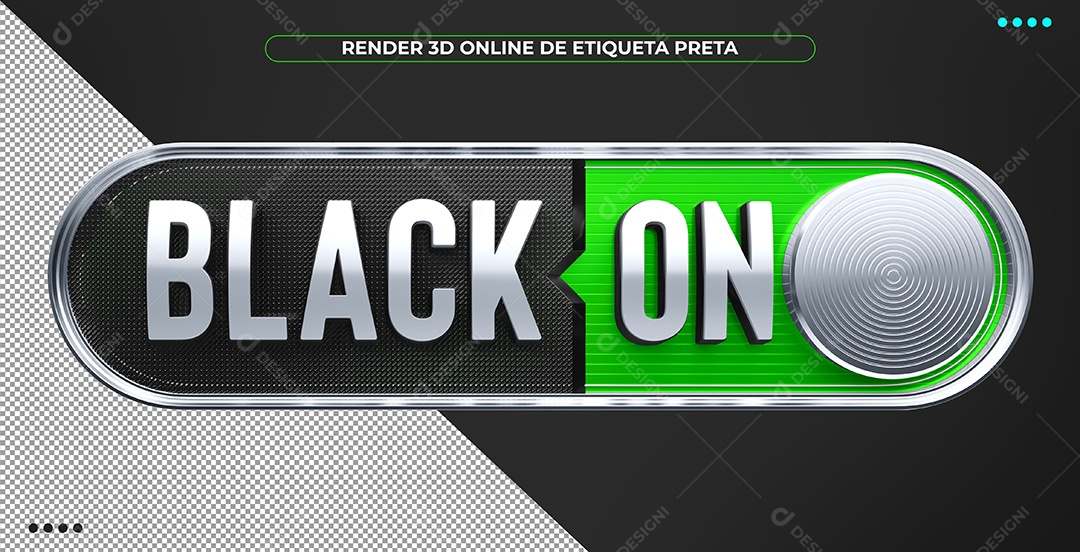 Black On 3D Branco com Luz Neon para Composição PSD