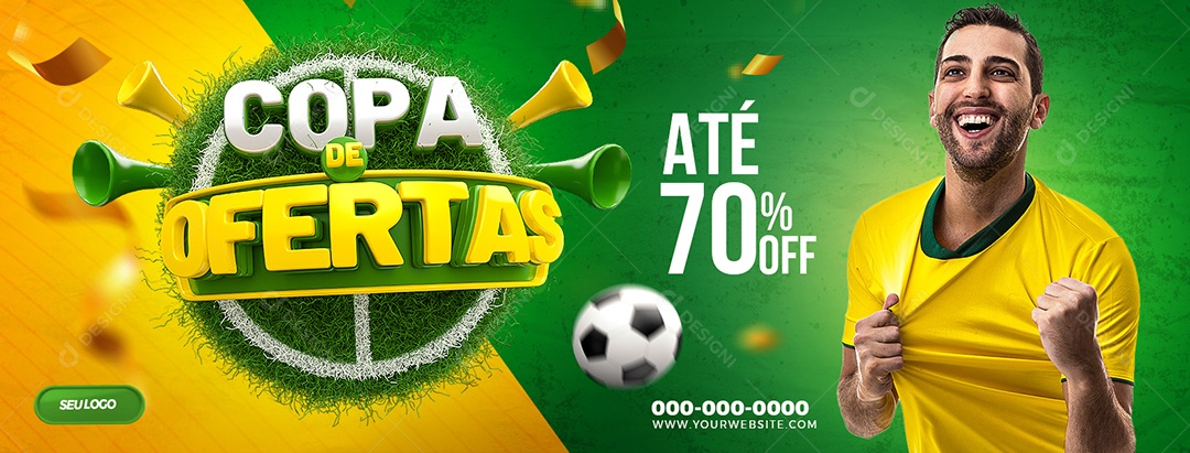 Banner Copa de Ofertas Até 70% Off Social Media PSD Editável