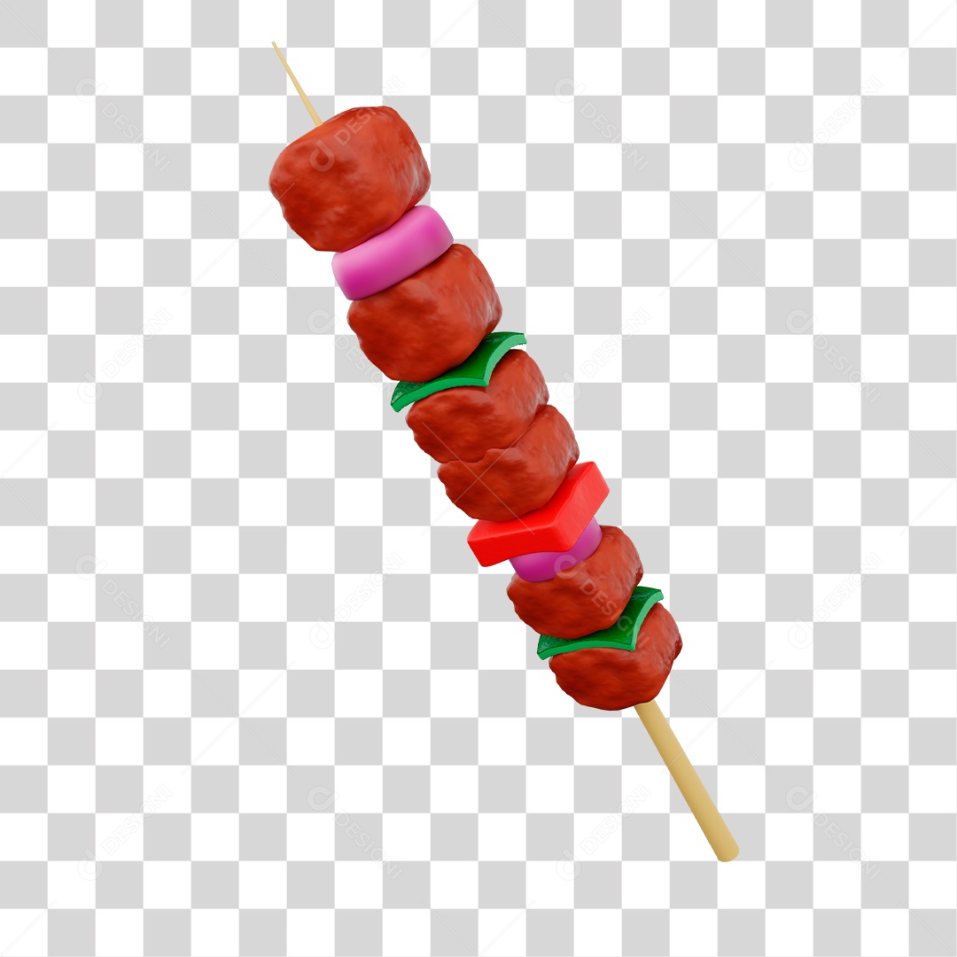 Espetinho Elemento 3D PNG Transparente
