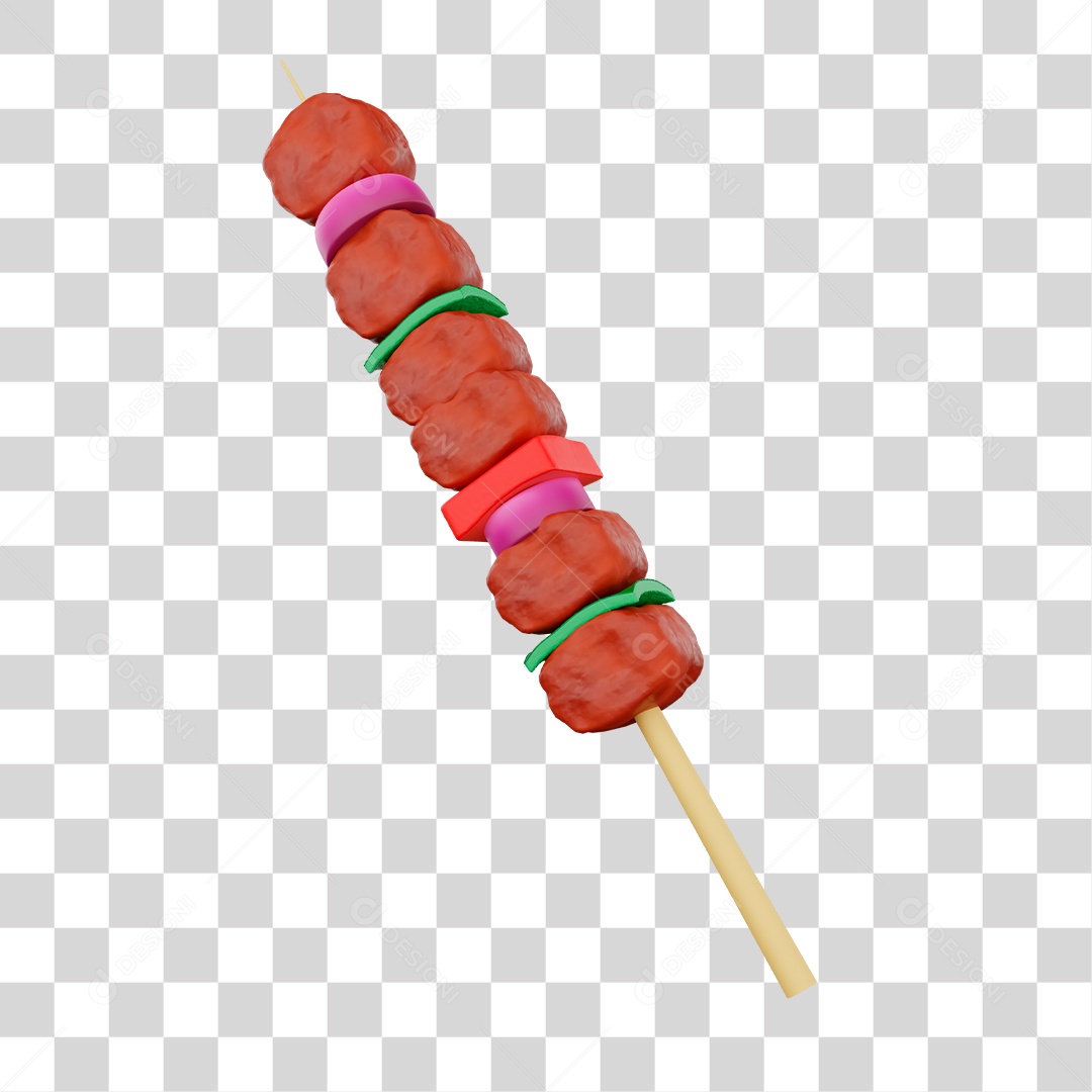 Espetinho Elemento 3D PNG Transparente