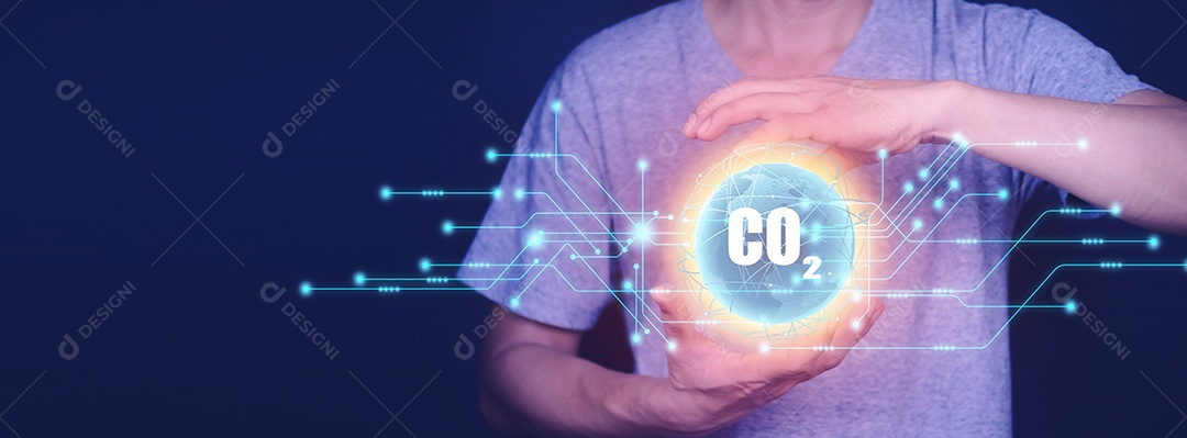 Reduzir o conceito de emissão de CO2 na mão para ambiental, global