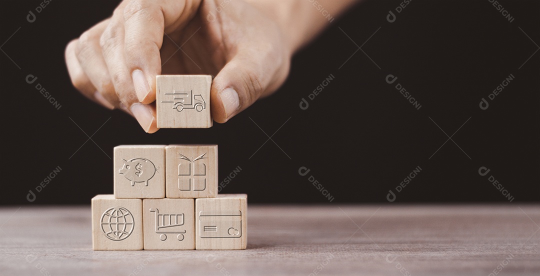 Compras on-line ou conceito de comércio eletrônico com ícone de negócios on-line