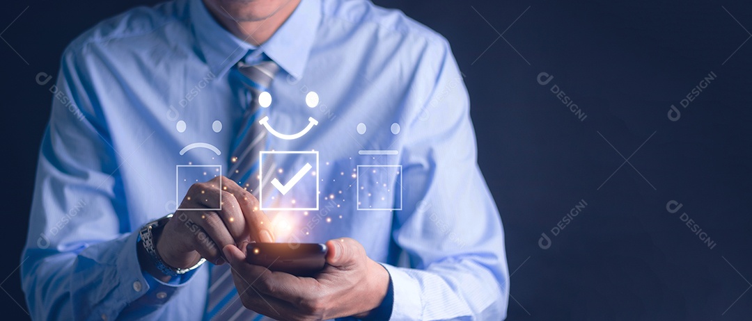 Customer Service and Satisfaction Concept Businessman is Touching