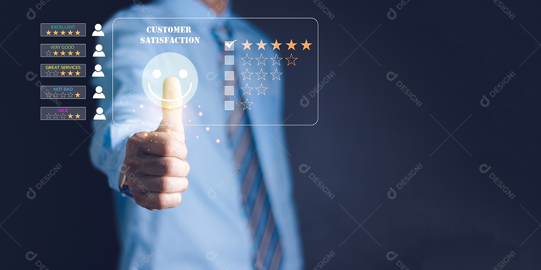 Conceito de pesquisa de feedback de satisfação de revisão do cliente