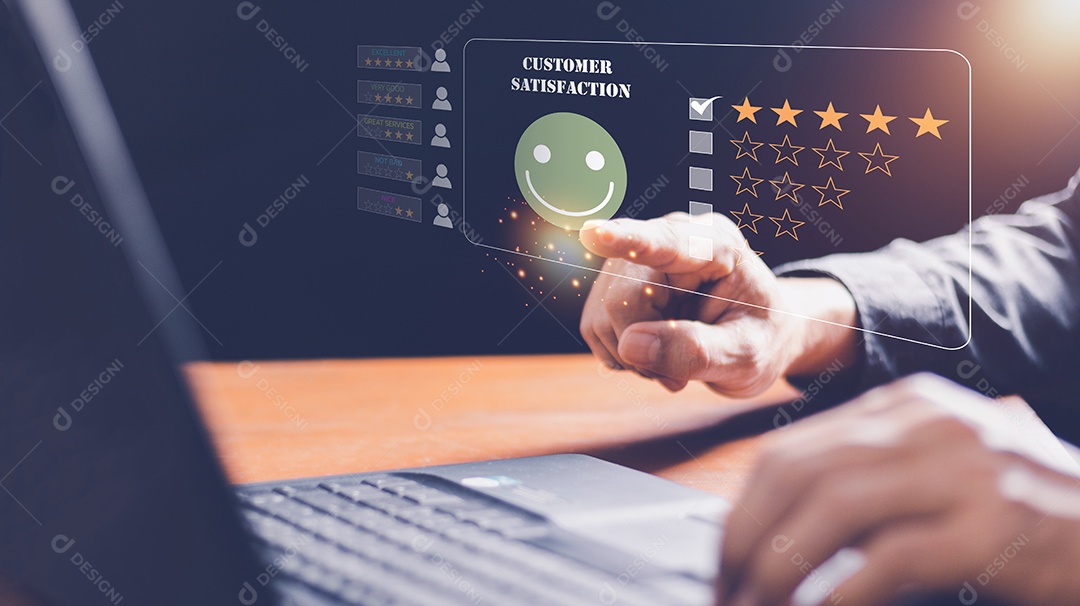 Conceito de pesquisa de feedback de satisfação de revisão do cliente