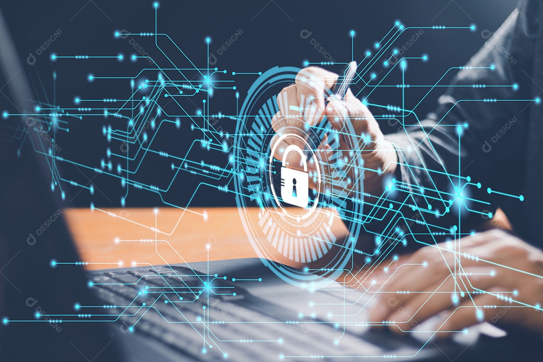 Engenheiro de TI de segurança cibernética trabalhando na proteção da rede contra