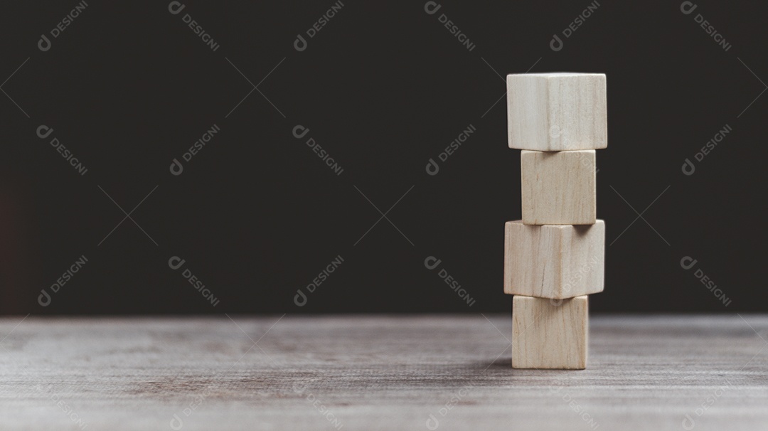 Four blank wooden blocks, cubes isolated on white background