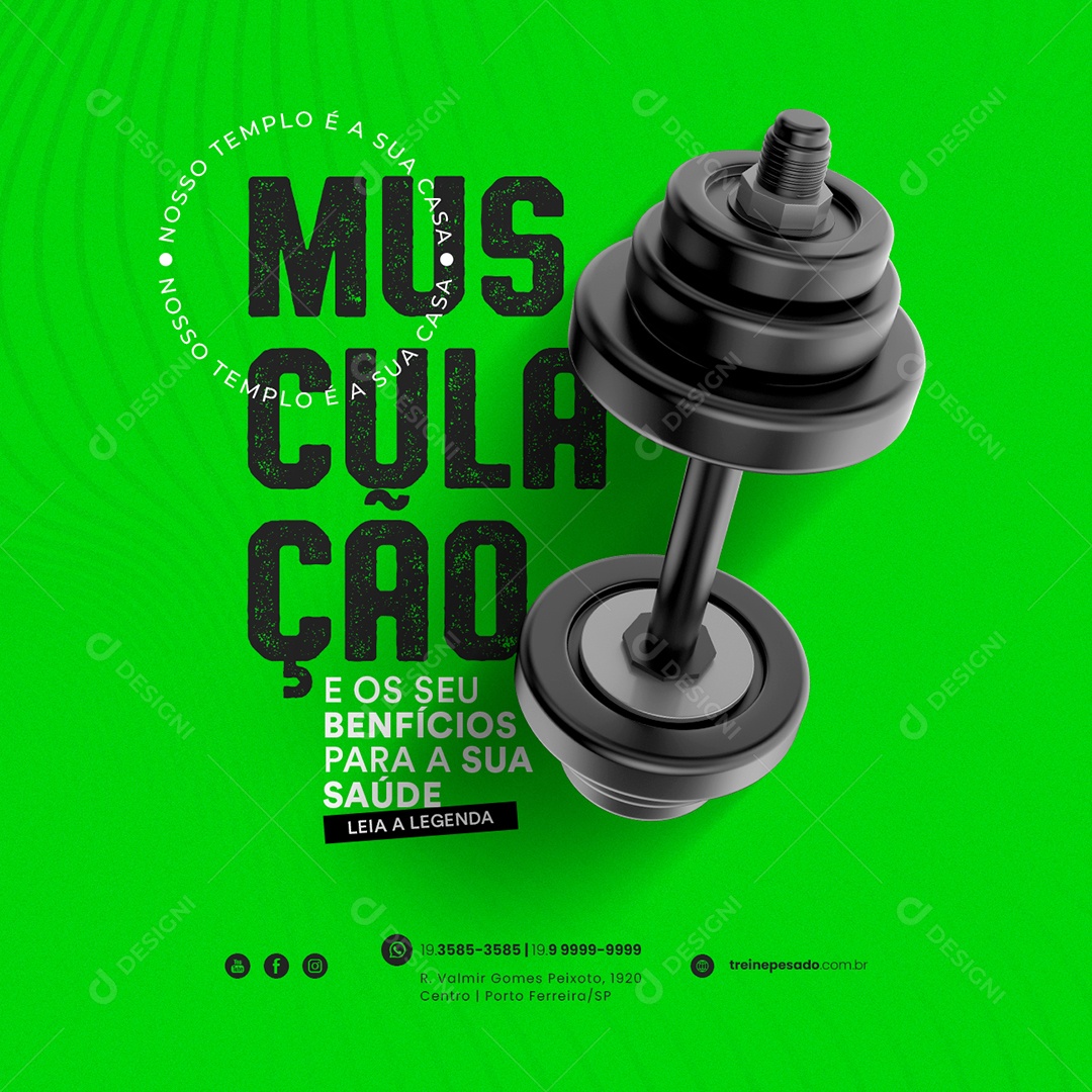 Musculação e os Seu Benefícios Para a Sua Saúde Academia Social Media PSD Editável