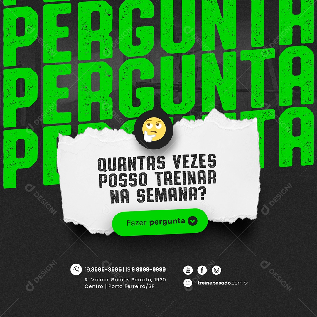 Quantas Vezes Posso Treinar na Semana Academia Social Media PSD Editável