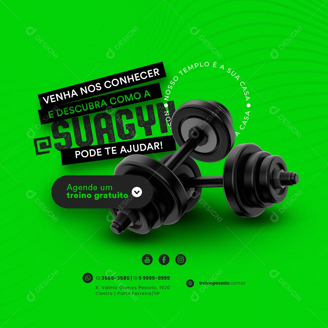 Venha nos Conhecer e Descubra Como a Sua Academia Pode Te Ajudar Social Media PSD Editável