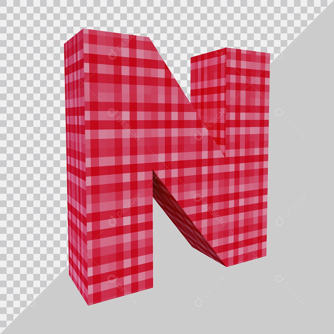 Elemento 3D Para Composição Letra N Vermelha PSD