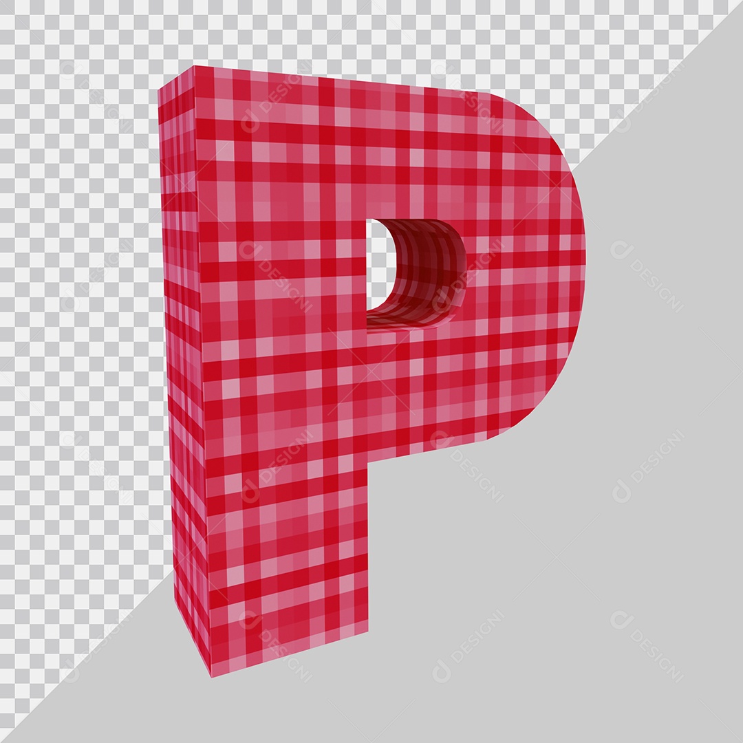 Elemento 3D Para Composição Letra P Vermelha PSD