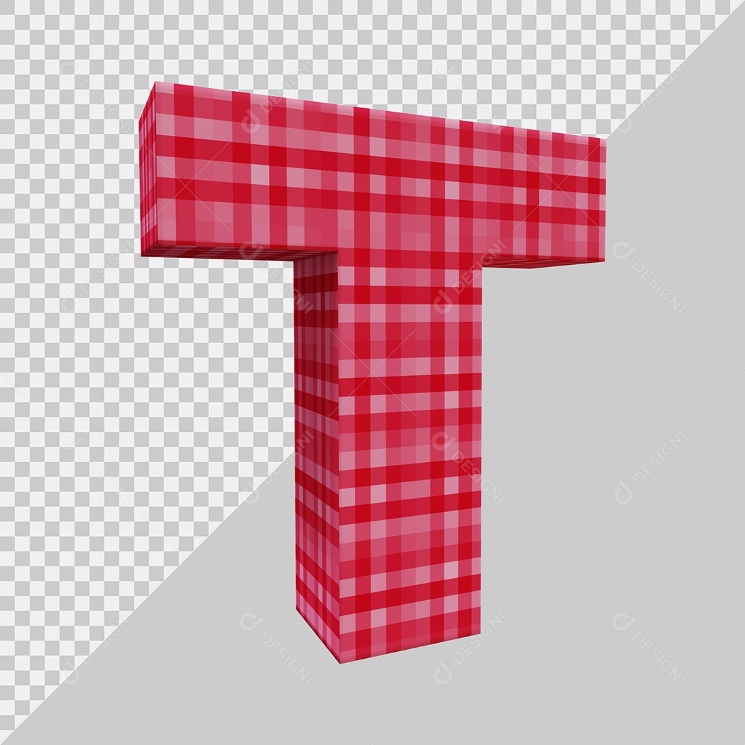 Elemento 3D Para Composição Letra T Vermelha PSD