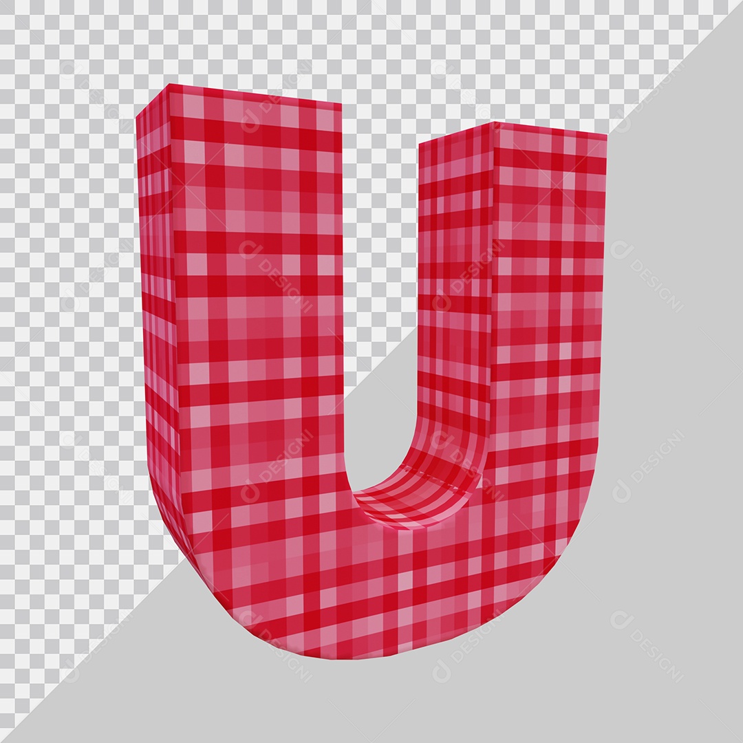 Elemento 3D Para Composição Letra U Vermelha PSD