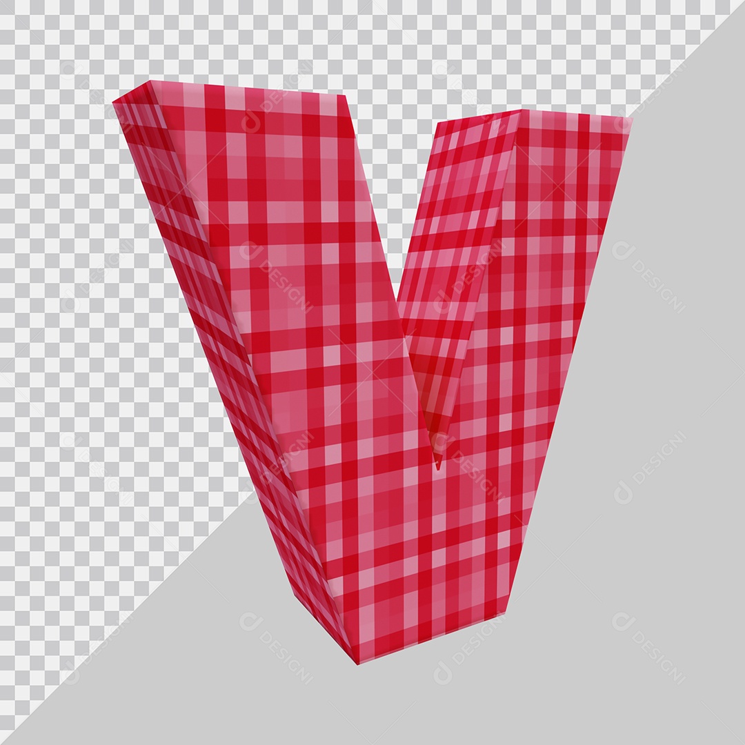 Elemento 3D Para Composição Letra V Vermelha PSD