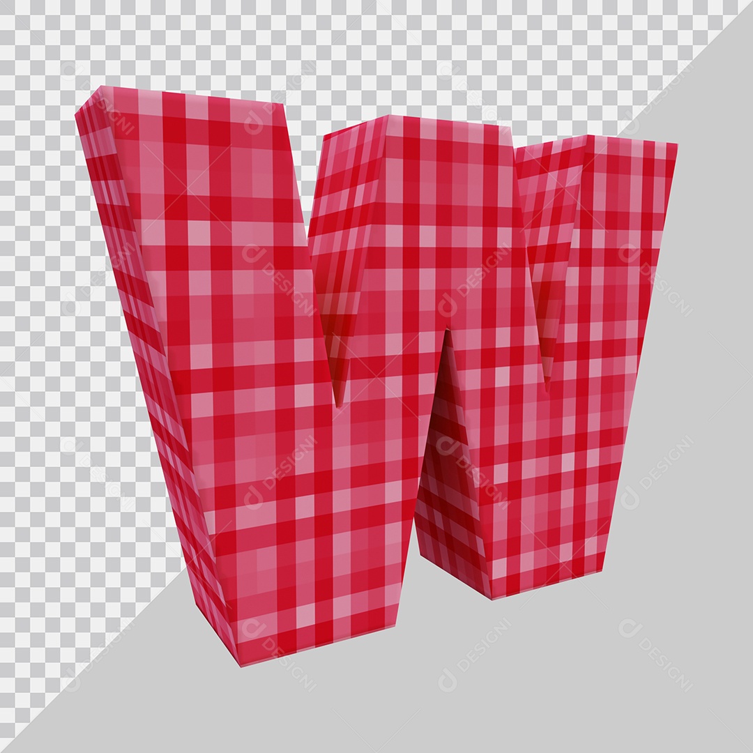 Elemento 3D Para Composição Letra W Vermelha PSD
