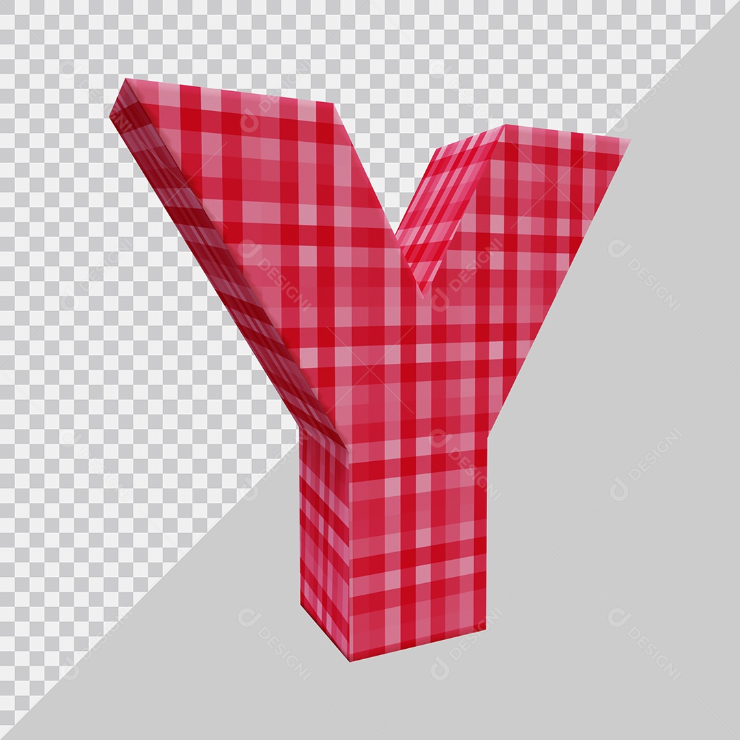 Elemento 3D Para Composição Letra Y Vermelha PSD