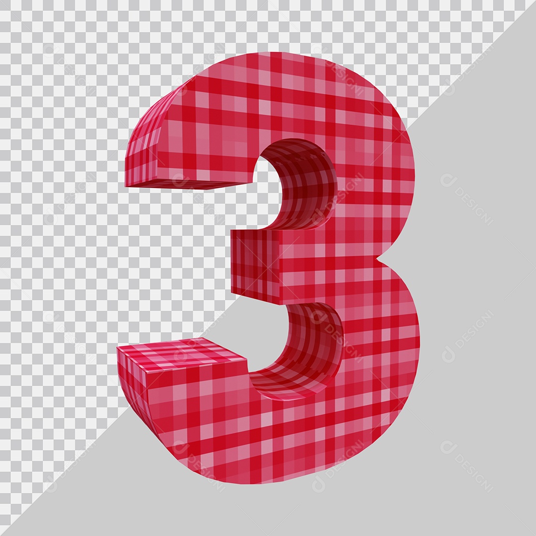 Elemento 3D Para Composição Número 3 Vermelha PSD