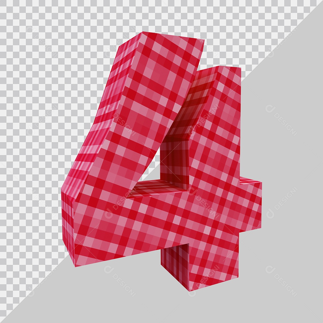 Elemento 3D Para Composição Número 4 Vermelha PSD