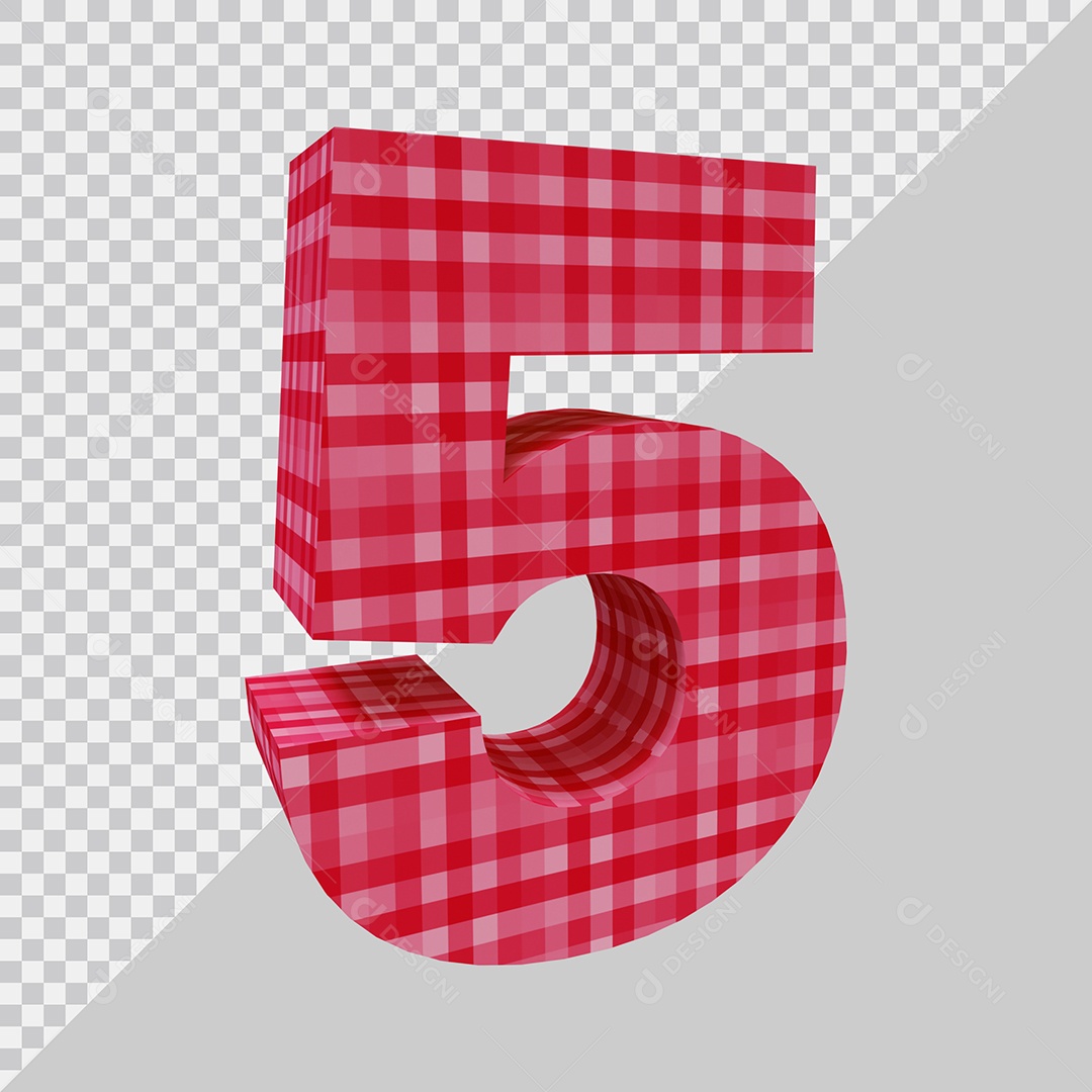 Elemento 3D Para Composição Número 5 Vermelha PSD