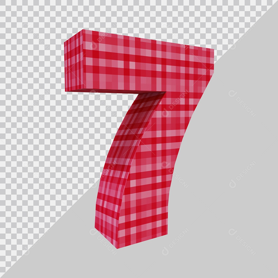 Elemento 3D Para Composição Número 7 Vermelha PSD