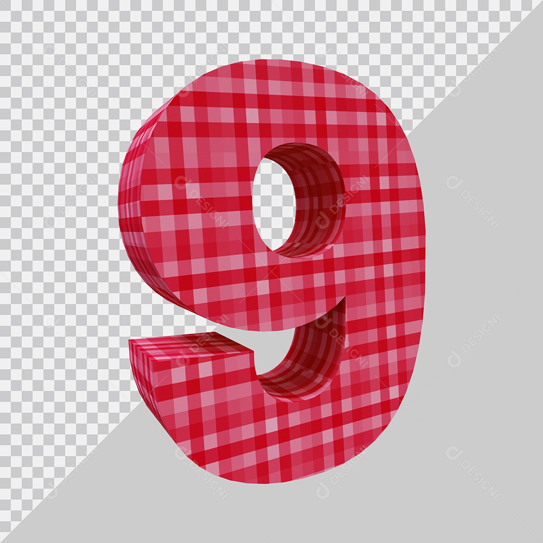 Elemento 3D Para Composição Número 9 Vermelha PSD