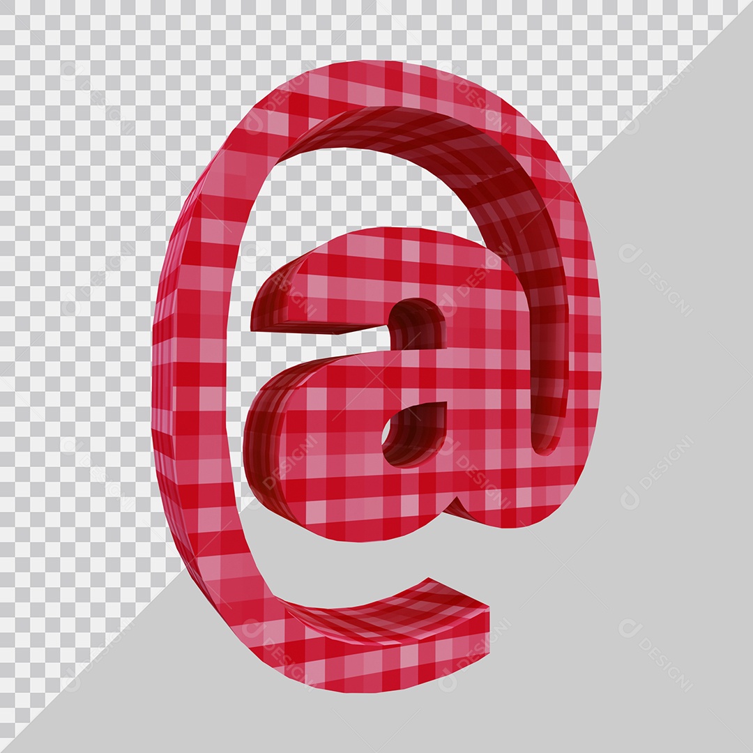 Elemento 3D Para Composição Símbolo Arroba Vermelha PSD