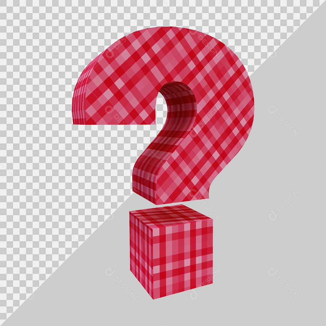 Elemento 3D Para Composição Símbolo de ponto de interrogação Vermelha PSD