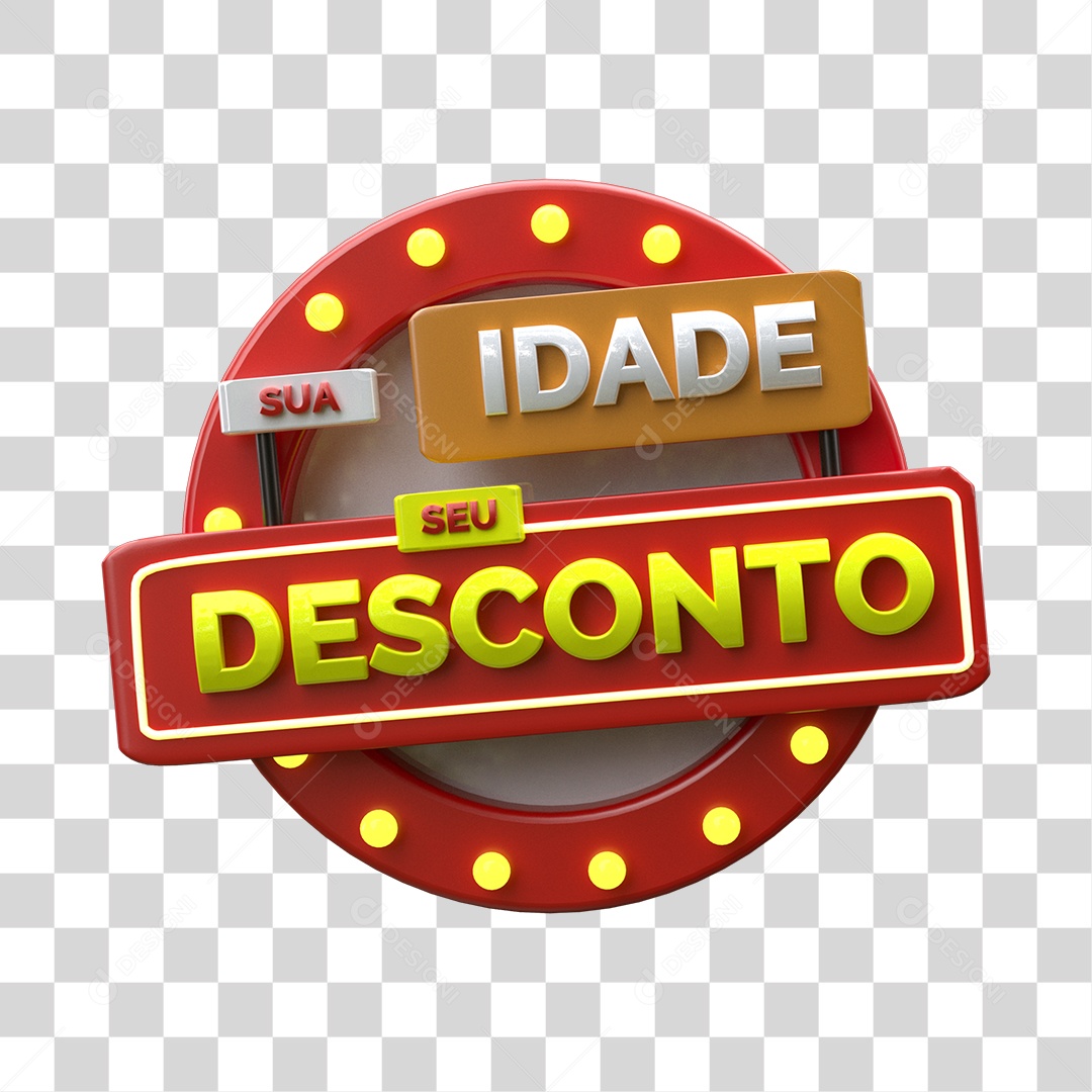 Sua Idade Seu Desconto Selo 3D PNG Transparente