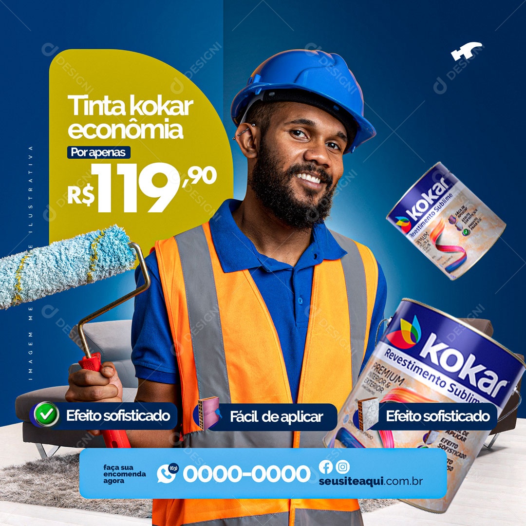 Loja de Materiais de Construção Tinta Kokar Social Media PSD Editável