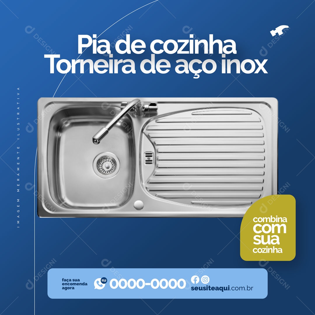 Loja de Materiais de Construção Pia de Cozinha Social Media PSD Editável