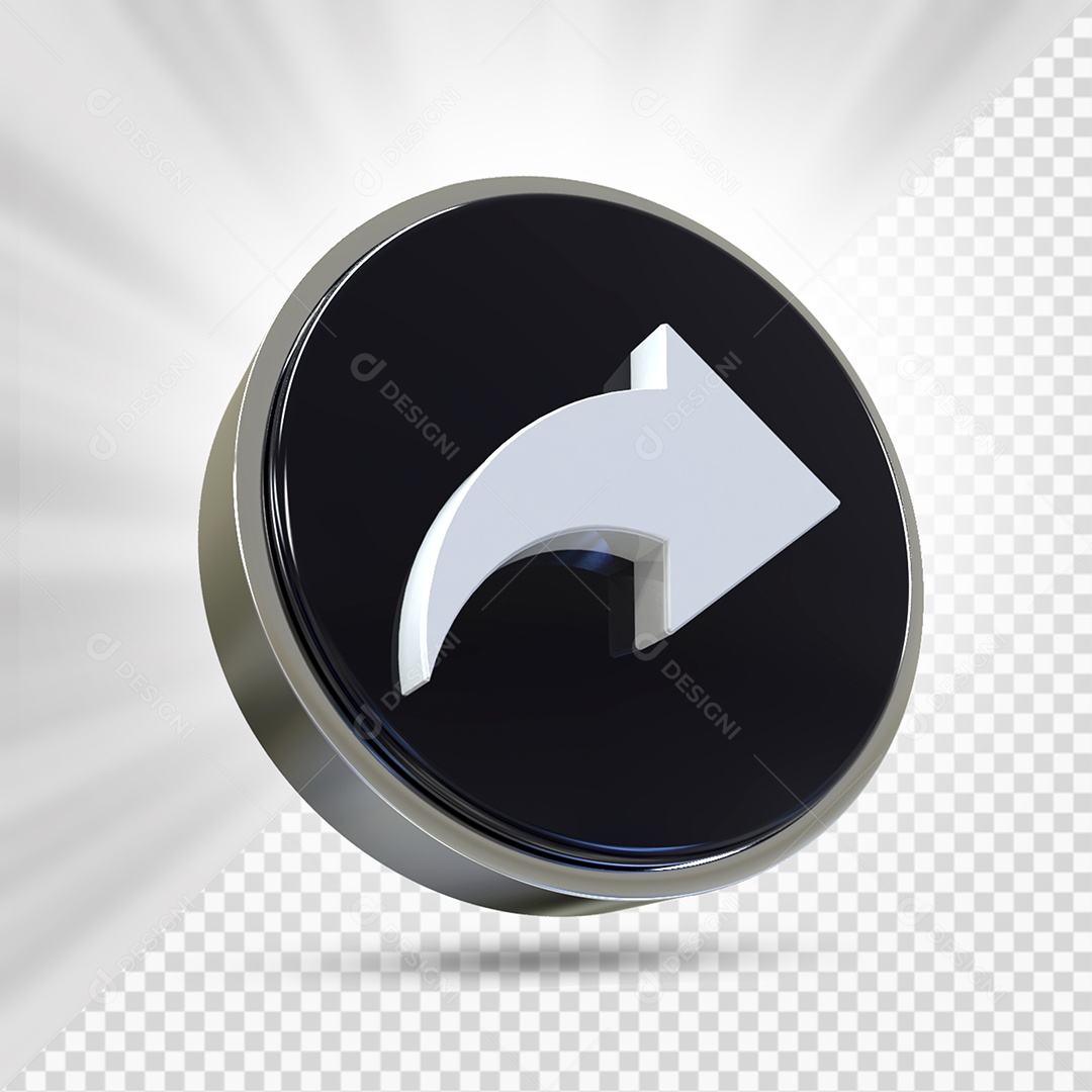 Ícone 3D Branco e Preto de Compartilhamento Elemento para Composição PSD