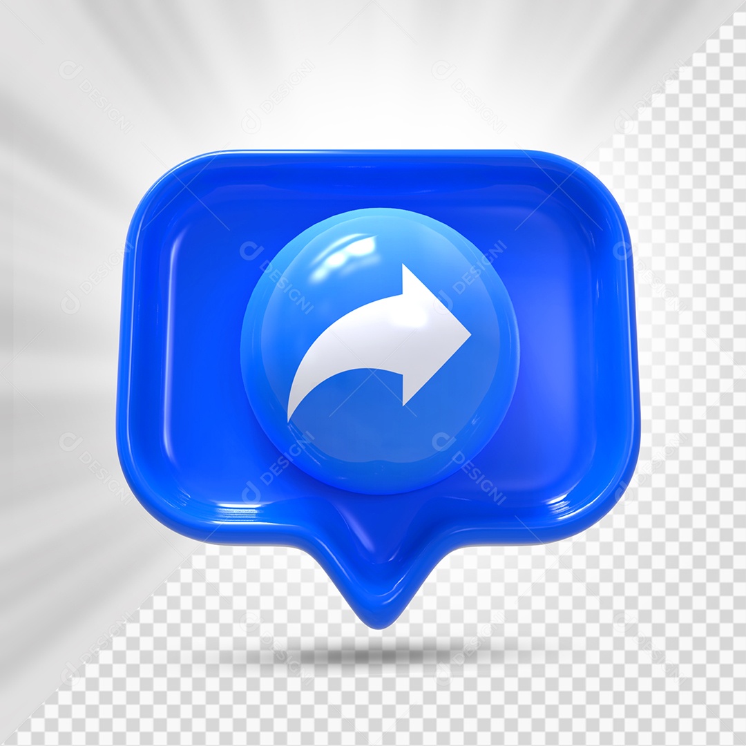 Ícone 3D Azul de Compartilhamento Elemento para Composição PSD