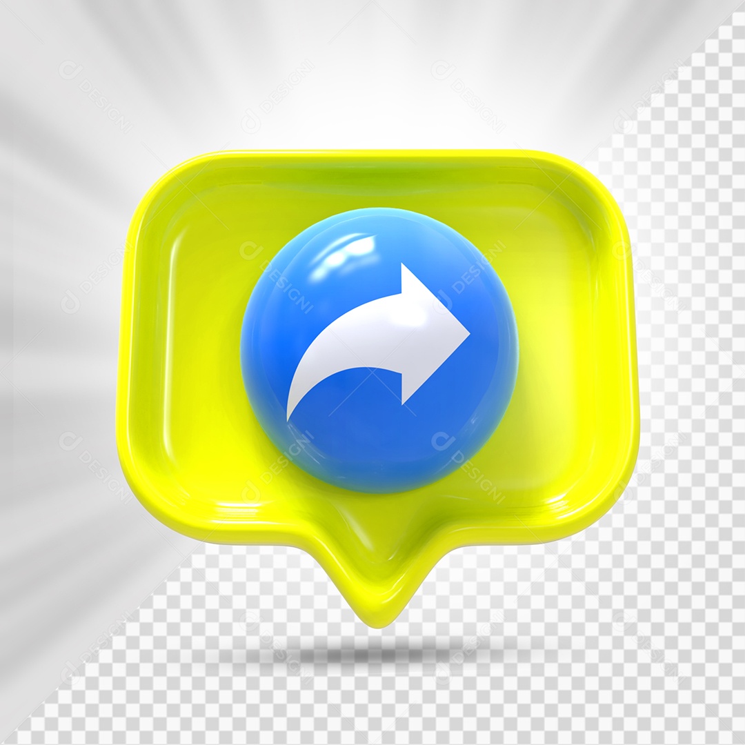 Ícone 3D Azul e Amarelo de Compartilhamento Elemento para Composição PSD