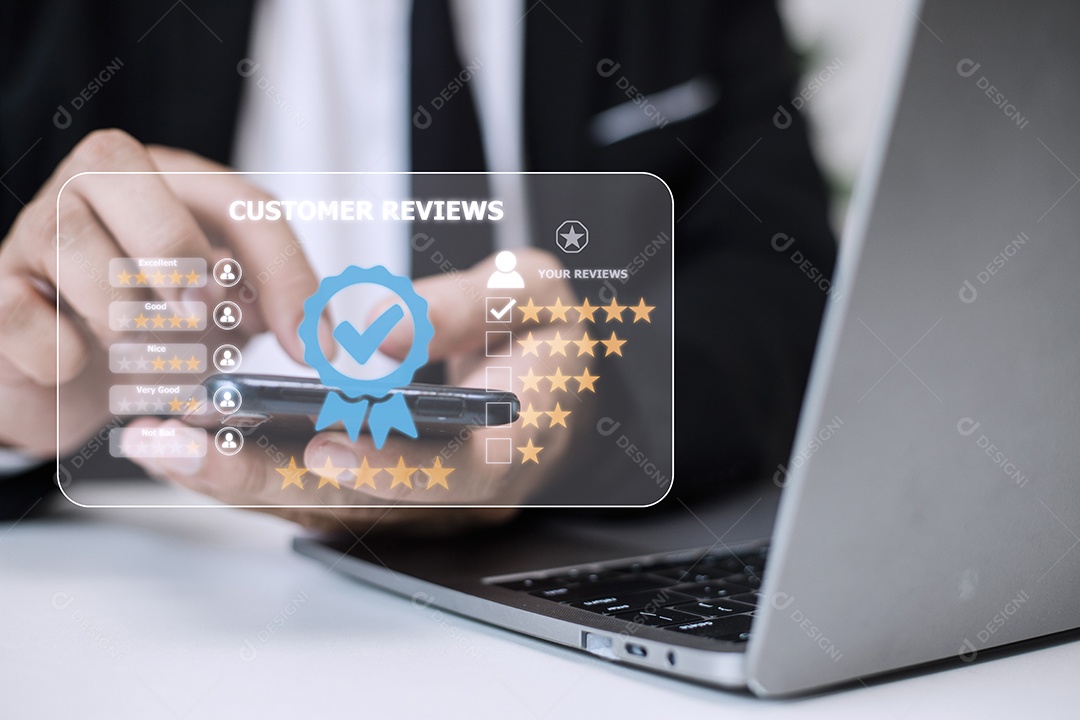 Conceito de pesquisa de feedback de satisfação de revisão do cliente