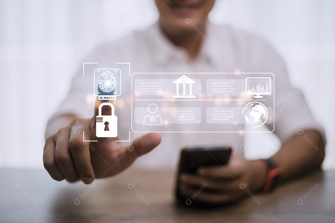 Conceito de tecnologia digital de segurança cibernética, empresários