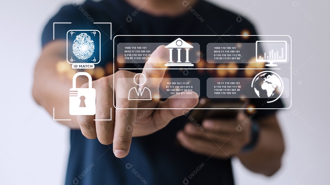 Conceito de tecnologia digital de segurança cibernética, empresários