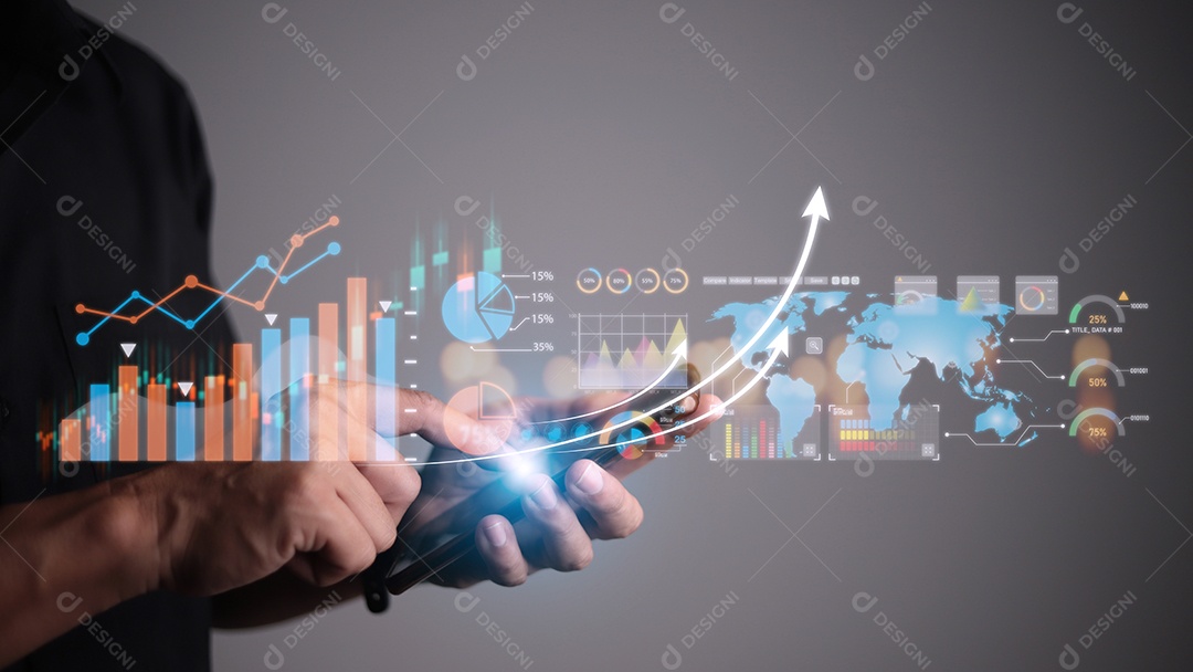 Análise de dados para o conceito de negócios e finanças. Interface gráfica