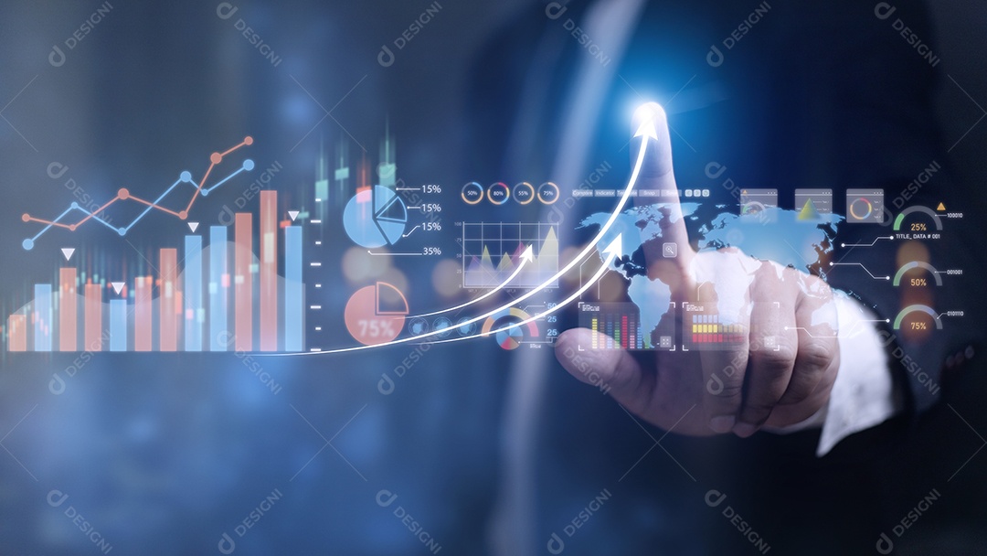Análise de dados para o conceito de negócios e finanças. Interface gráfica