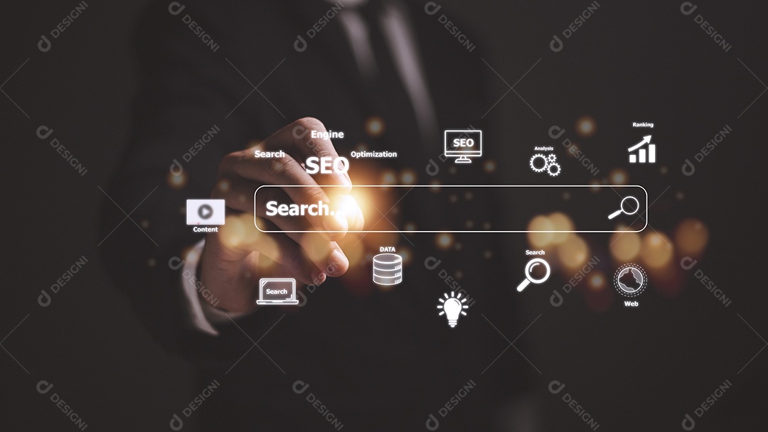 SEO. Motor de Otimização de Busca. Marketing digital online e Ine