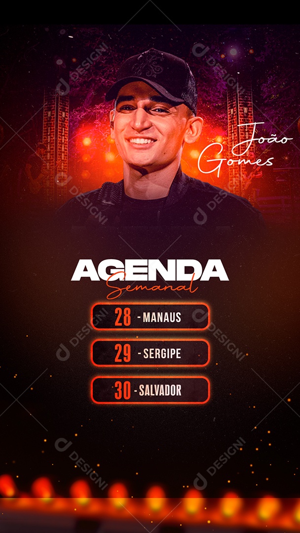 Story Social Media Agenda Semanal Cantor João Gomes PSD Editável