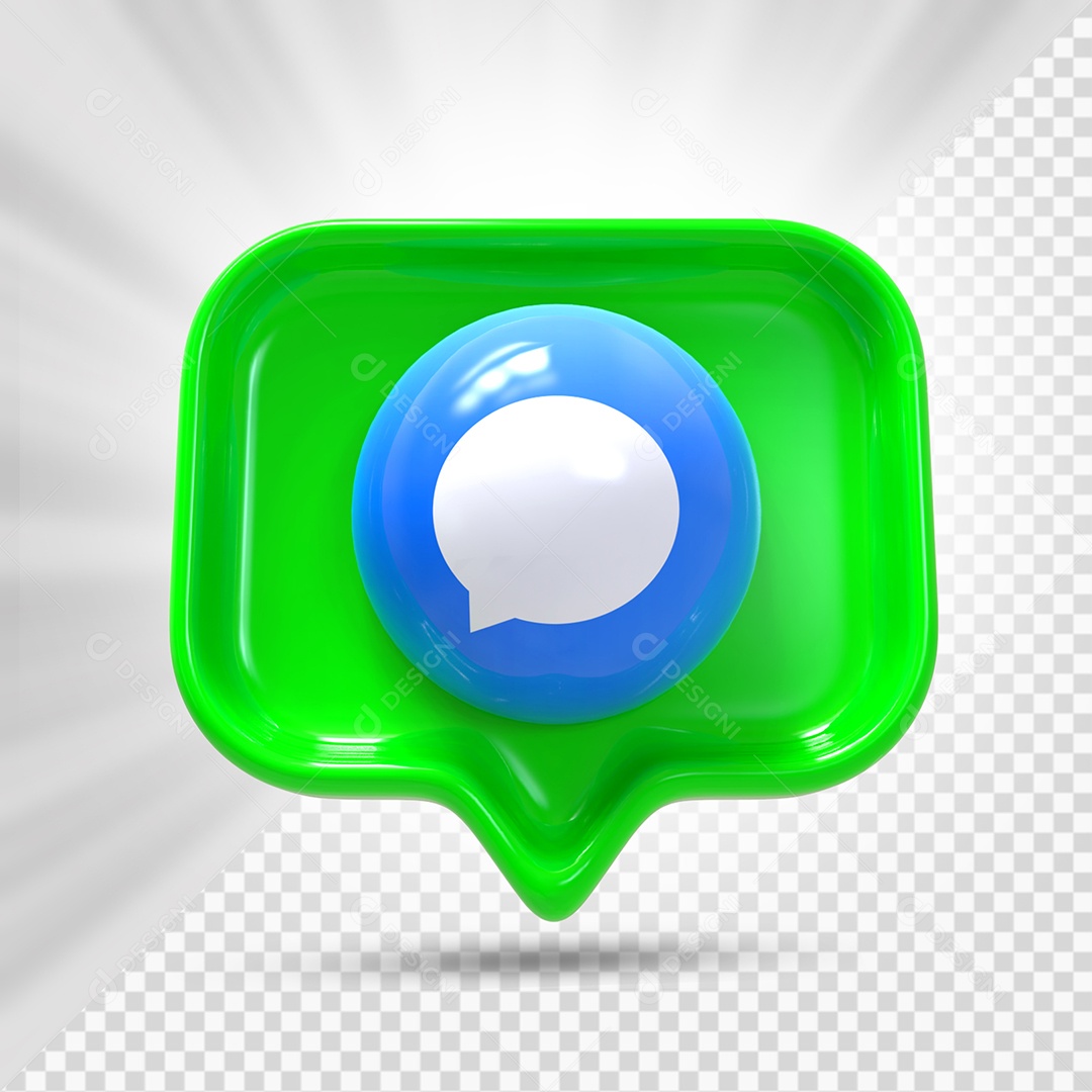 Botão Azul e Verde de Comentar Elemento 3D para Composição PSD