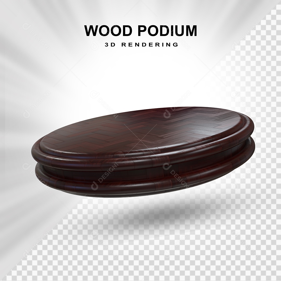 Pódio de Madeira Maciça 3D Elemento para Composição PSD