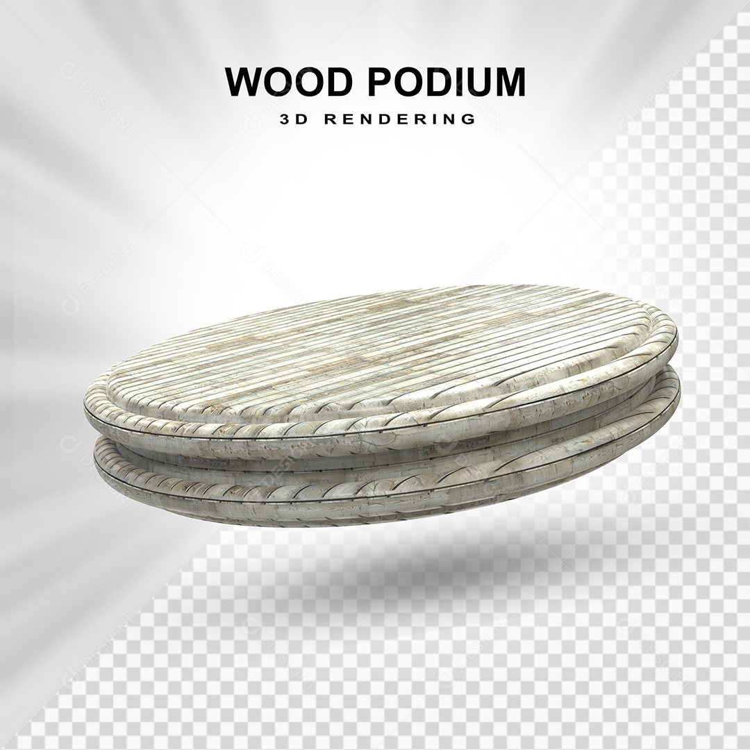 Pódio de Madeira Clara 3D Elemento para Composição PSD
