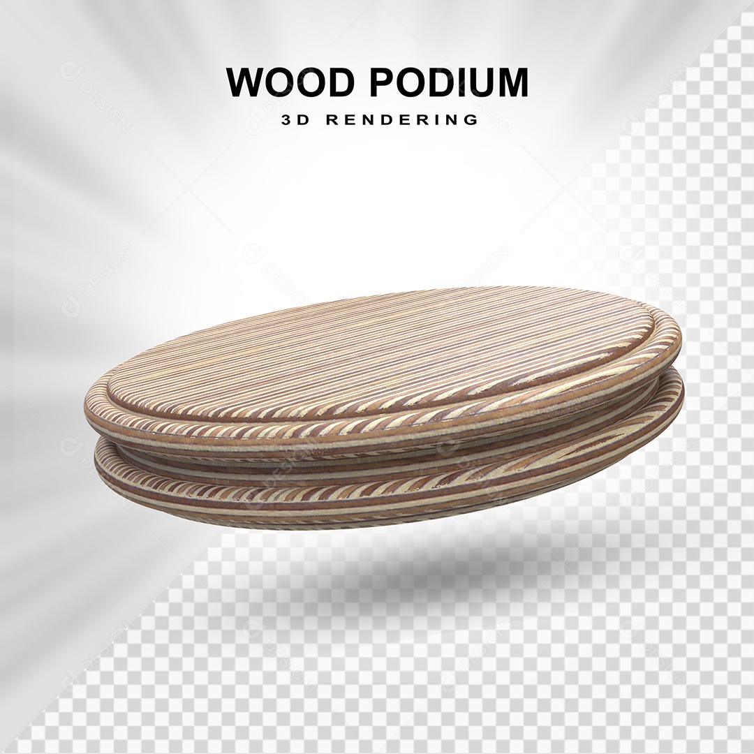 3D Wooden Podium Element for Compositing PSD