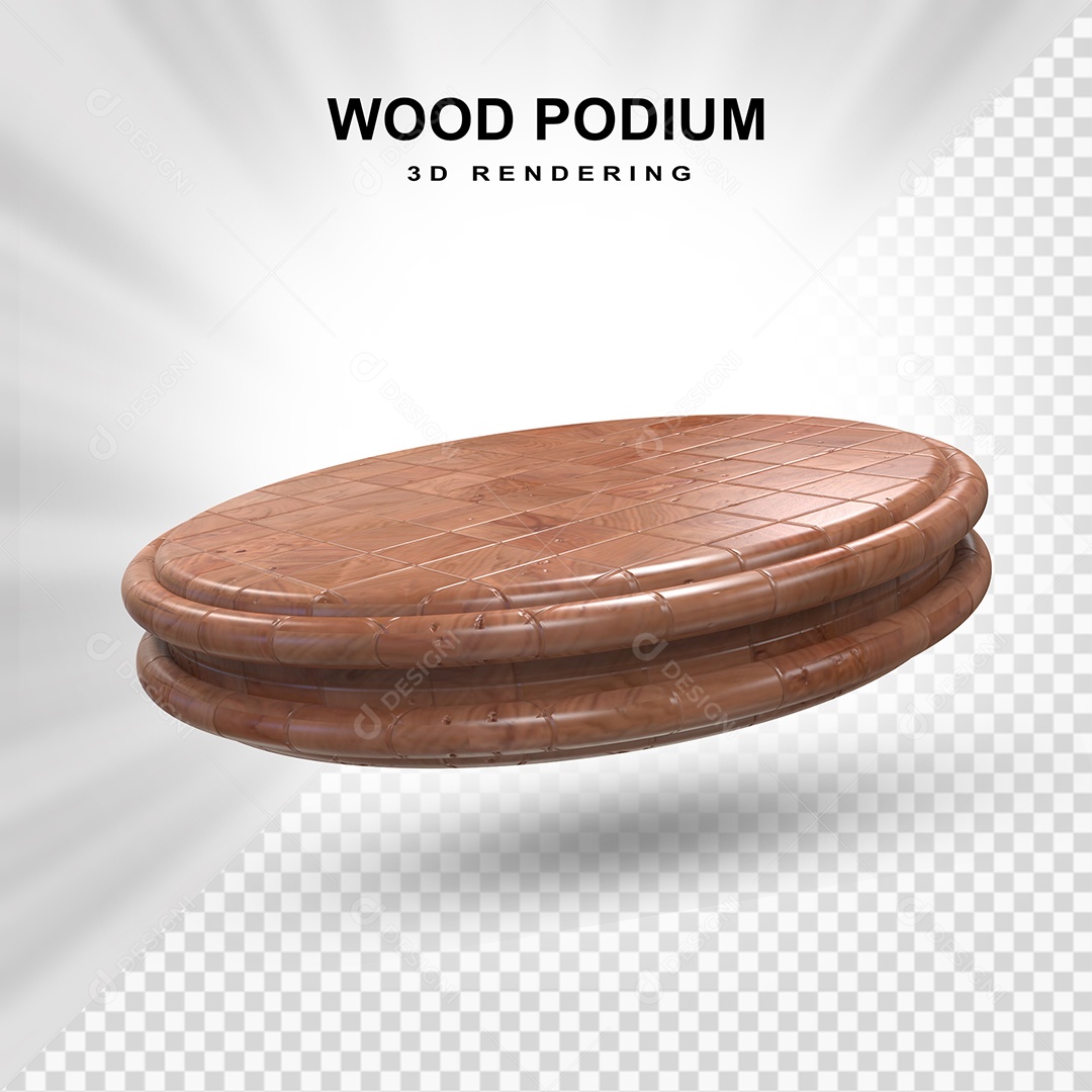 Pódio de Madeira Elemento 3D para Composição PSD