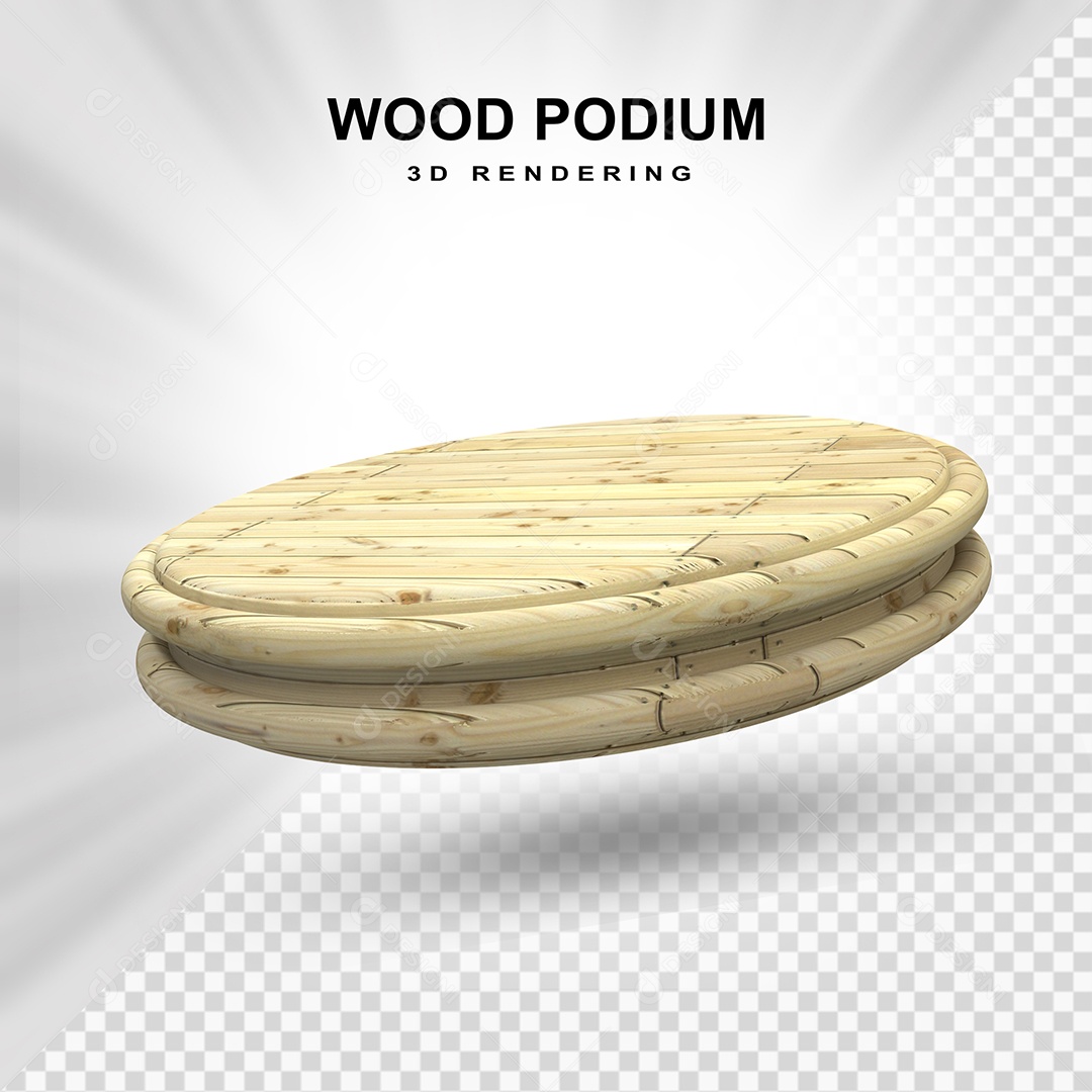Pódio de Madeira Claro Elemento 3D para Composição PSD