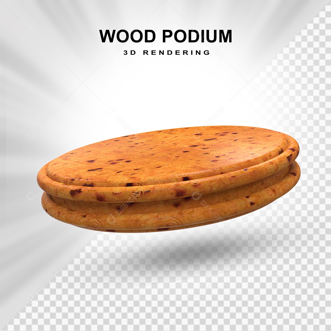 Pódio de Madeira Elemento 3D para Composição PSD