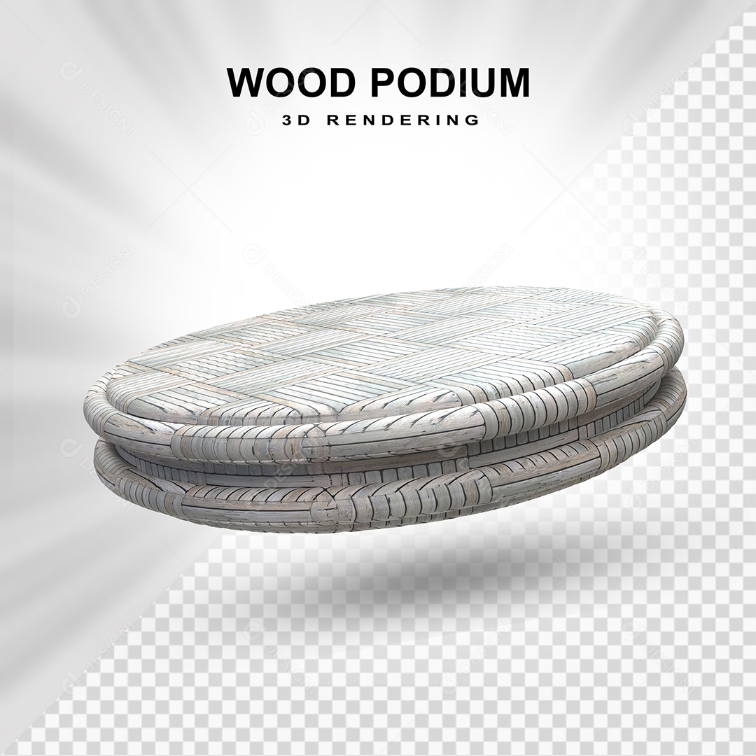 Pódio de Madeira Claro Elemento 3D para Composição PSD